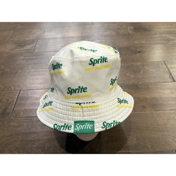 Sprite Unisex Green White All Over Print Bucket Hat Cap One Size Fit Most - Picture 7 of 12